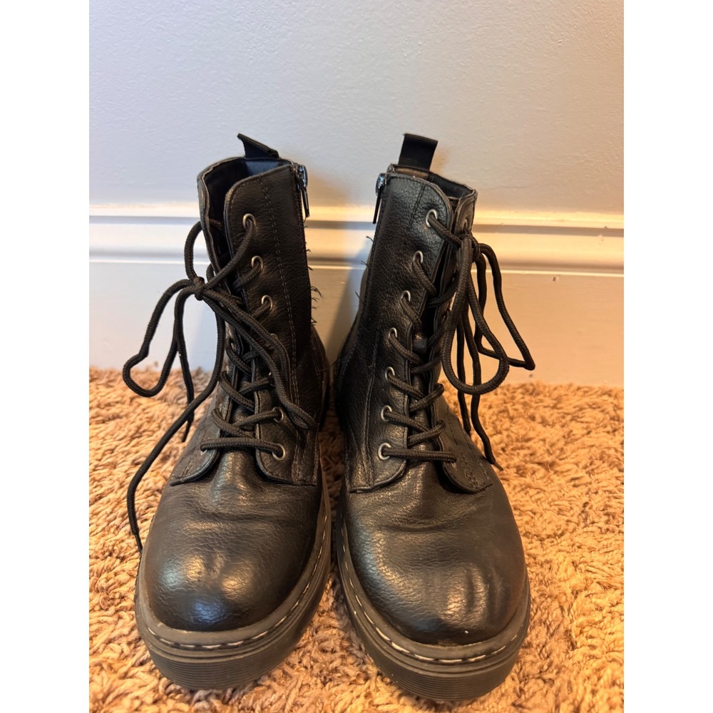 Sincerely Jules Girls Size 4 Black Lace Up Combat Boots Side Zip